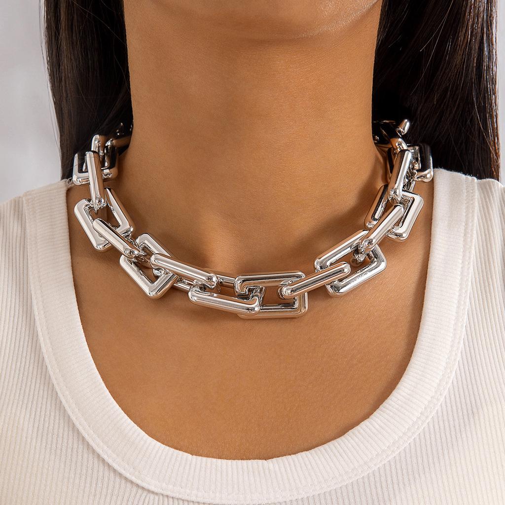 Letter Splicing Collarbone Chain European and American Style Geometric Rectangular Necklace Necklace Necklace Jewelry Women