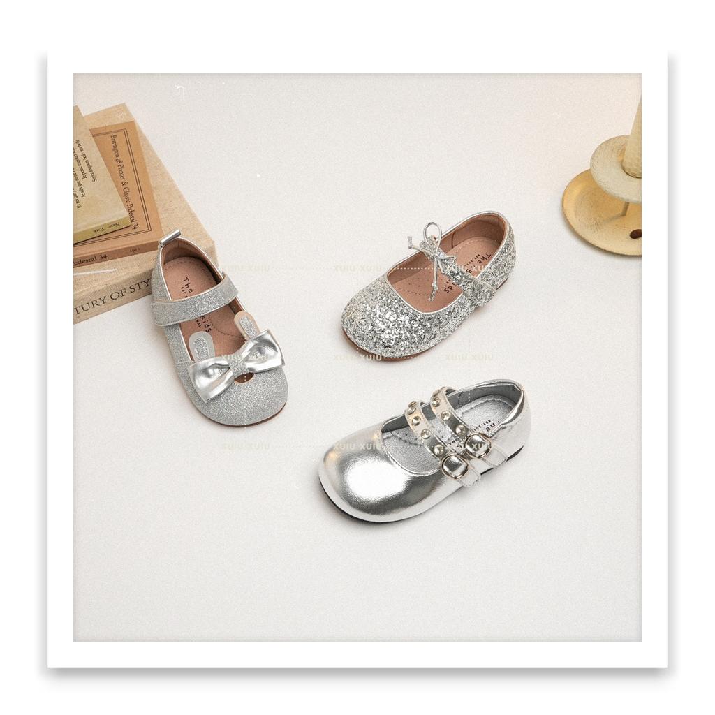 XSHX "Sliver Collection" Silber Retro Mädchen Mary Jane Lederschuhe Mädchen Frühling und Herbst [Schuhe aus Wenzhou]