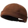 Round Brimless Cap for Casual Outfit Styling, Folded Band Docker Hat with Textured Woven Design, Adjustable Skull Hat for Women Men