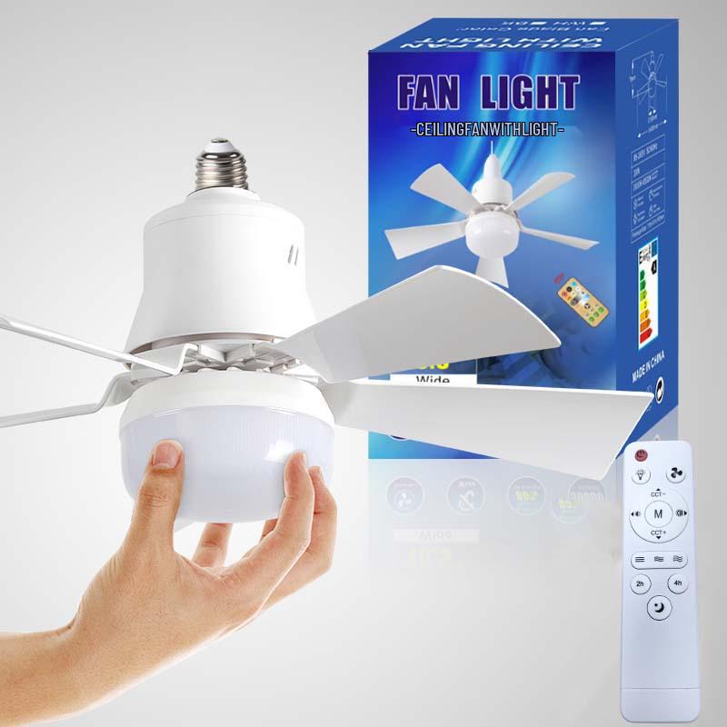 E27 Screw Base Ceiling Fan with Removable Blades and Light for Bedroom
