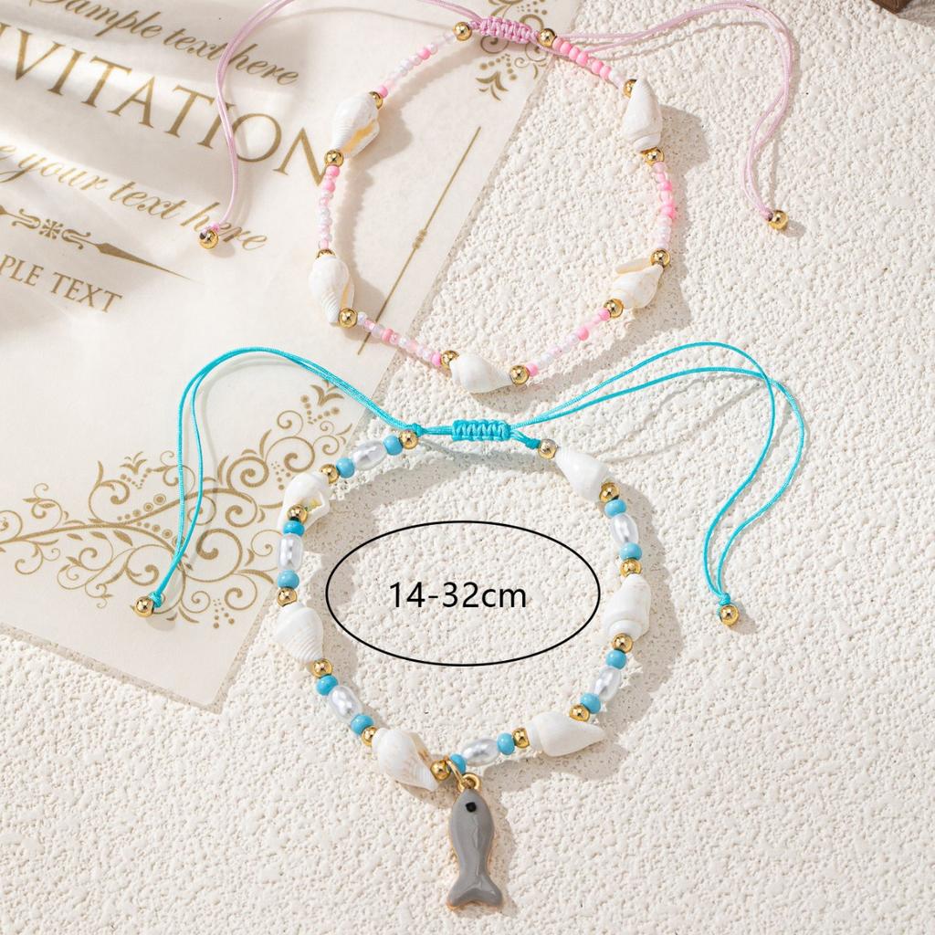 New self-developed jewelry, colored rice bead conch bracelet, popular summer beach shell