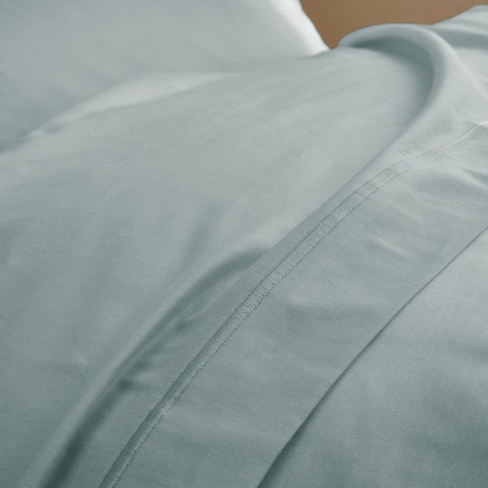 Drap Plat "Prestige" 100% Satin de coton Peigné 120 fils/cm² Coton Pur - 240x300 - Prestige Céladon