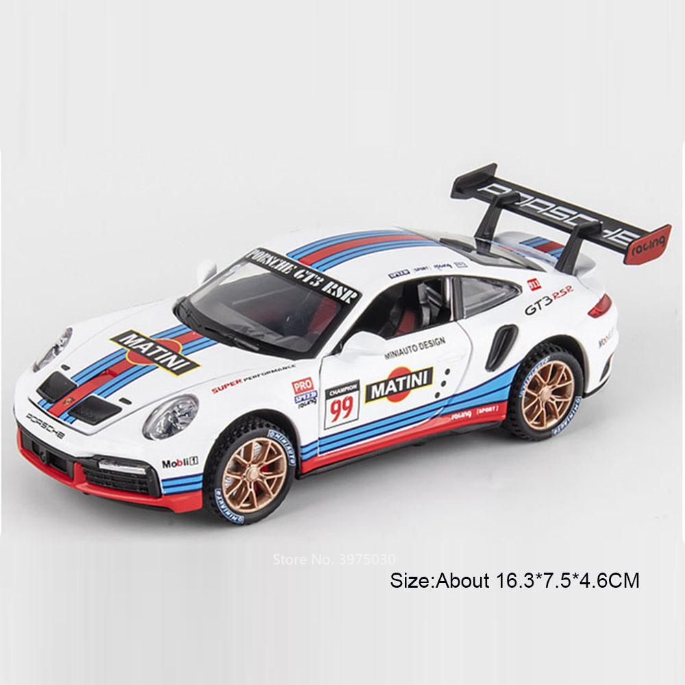 AABKQ1 1:32 Scale Porsche 911 GT3 RSR Cars Toy Miniature Model Alloy Die Cast with Light Sound Pull Back Supercar Boys Educational Toys