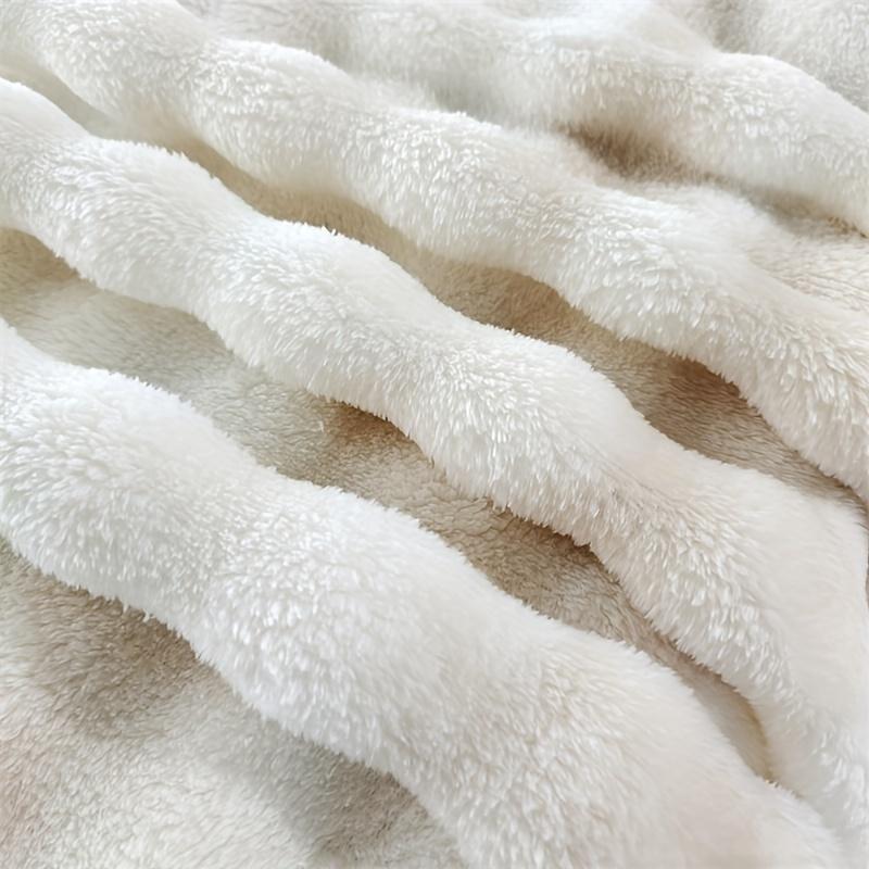Luxurious Faux Rabbit Fur Bed Blanket - Soft, Thick, and Warm  Throw  All Seasons, Versatile for Sofa, Shawl, Travel, and Gifts