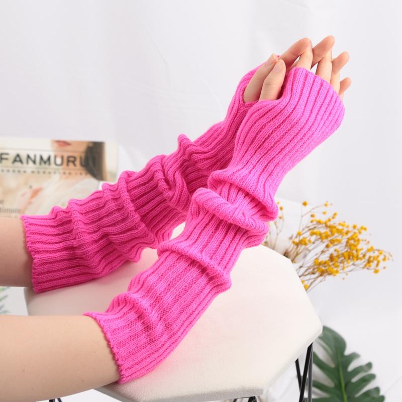 Damen Lange Fingerlose Handschuhe Weicher Damenhandschuh Lolita Kawaii Fäustling Winterwärmer Gestrickte Armmanschette Mädchen Punk Gothic Handschuhe