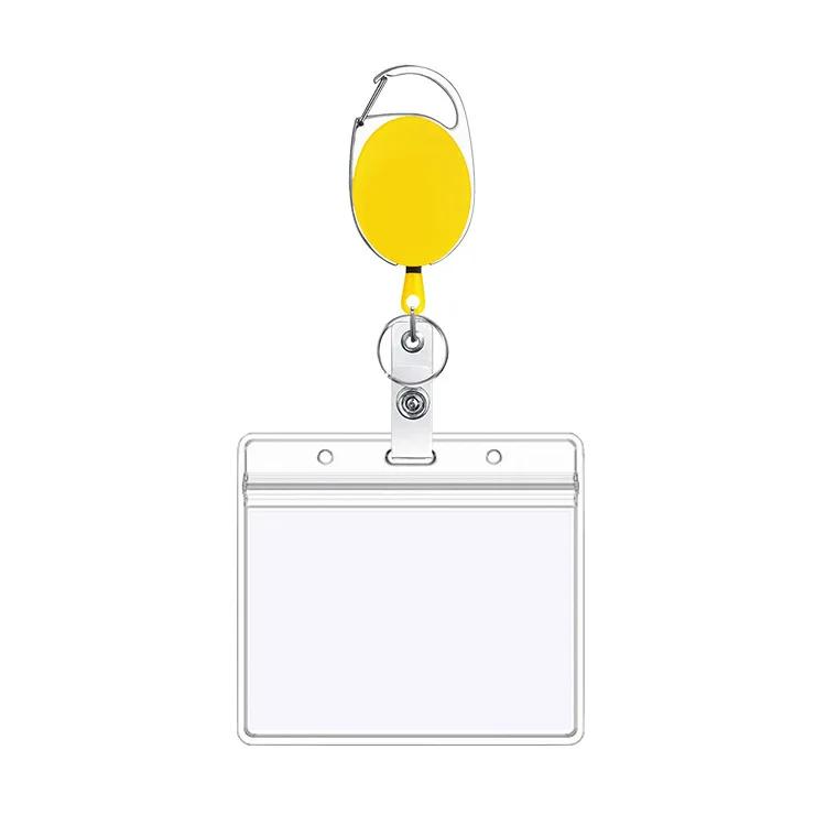 1pc Belt Rope Office Lanyard Clip Keychain Name Tag Holder Keyring Id Card Key Ring Cord Reel Retract Pull KeyChain Badge Holder