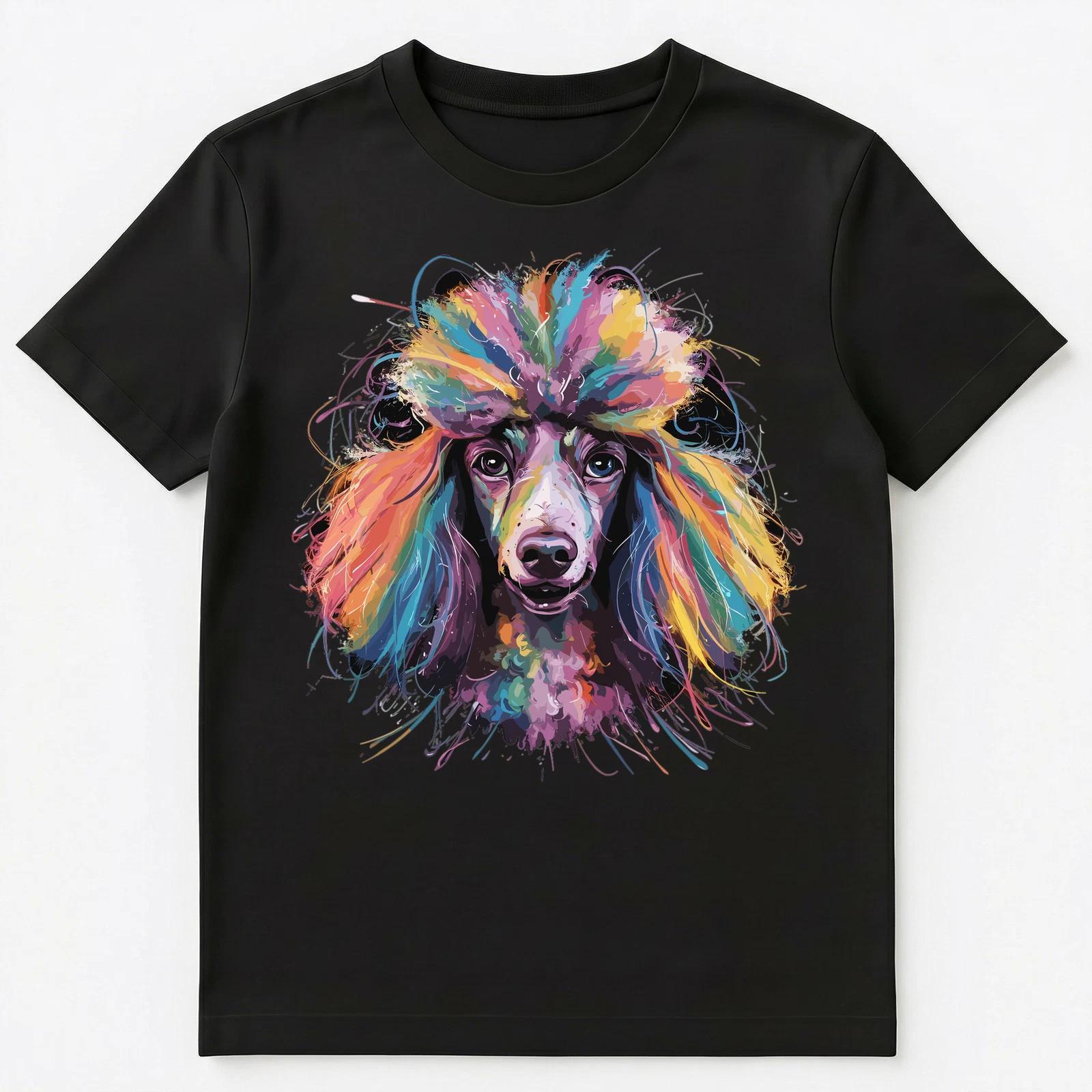 

Colorful Paint Splash Cute Poodle Art Graphic Unisex T-Shirt XL