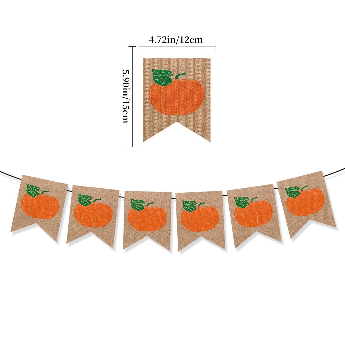 

Thanksgiving Party Decoration Banner Harvest Festival Arrangement Turkey Pumpkin Maple Leaf La Flower Thanksgiving imitation linen flag 4