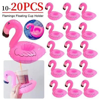 10-20PCS Water Coasters Floating Inflatable Cup Holder Swimming Pool Drink Float Toy Inflatable Pool Flamingo Party Decoration