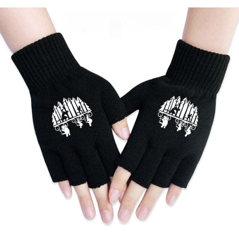 Stranger Printed Cotton Autumn Winter Warm Knitted Touch Gloves Fingerless Gloves