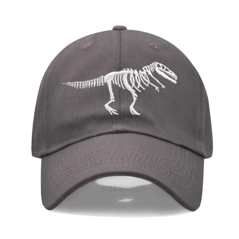 Dinosaur Skeleton Embroidered Baseball Cap for Women Men Fashion Adjustable Soft Cotton Dad Hat Unisex Classic Golf Caps