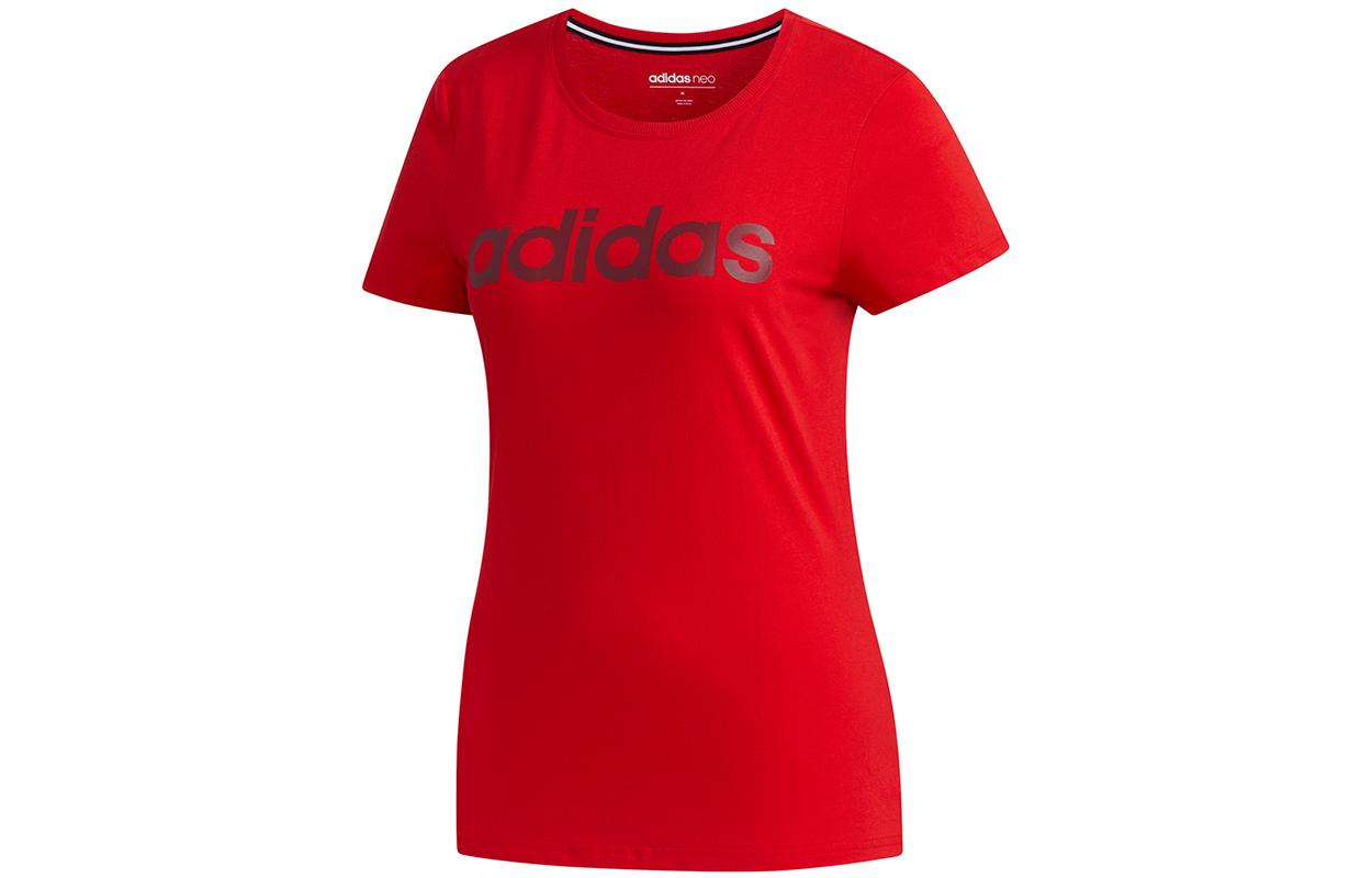 Adidas Neo T Shirts Women s Red Crew Neck Moderate Straight Fit FP7867 M