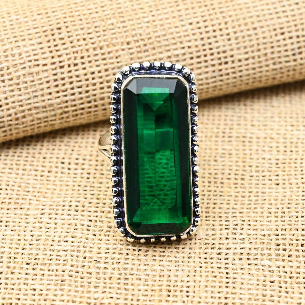Impresionante Gema de Diópsido Cromado Hecho a Mano Joyería de Plata de Ley 925 Anillo Para Mujer