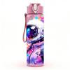 1PC Space Astronaut Galaxy Color Print 750ml Color Plastic Sports Water Bottle Leakproof Flip Straw Lid Suitable for Sports Office Home Use