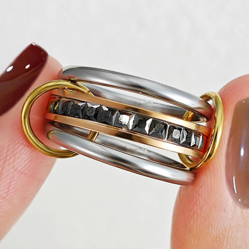 Multi Layers Stainless Steel Rings Stack Set For Women Men Simple Colorful CZ Spinelli Ring Jewelry Gift Trend