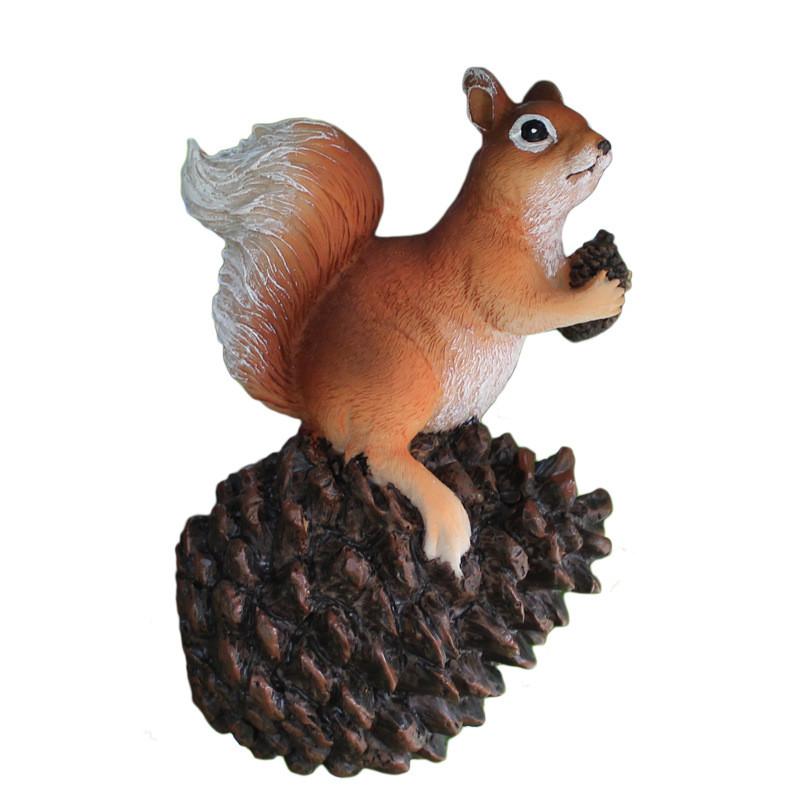 Squirrel Garden With Pinecone Ornament Handmade Resin For Party Decor Holiday