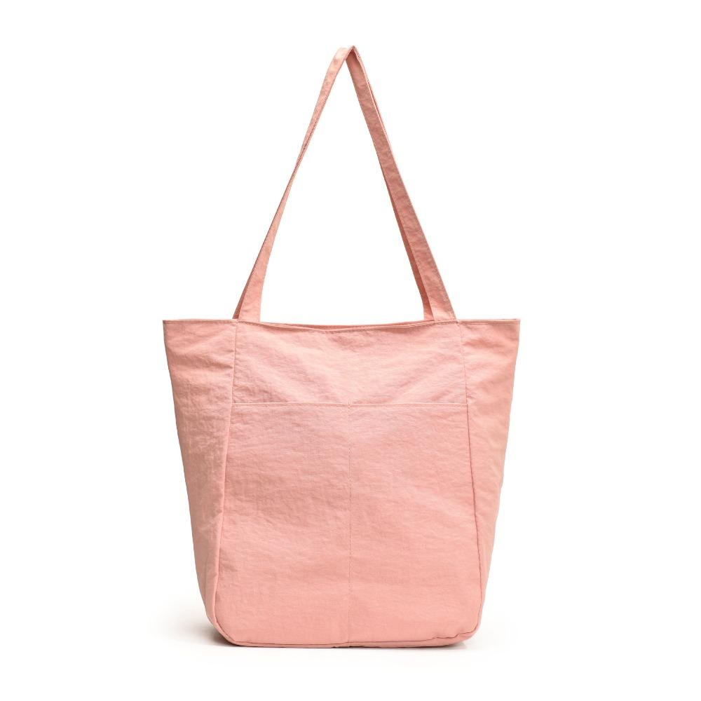 Solid Color Large Capacity Tote Bag Lightweight Zipper Commute Bag Single Shoulder Bag  Outdoor