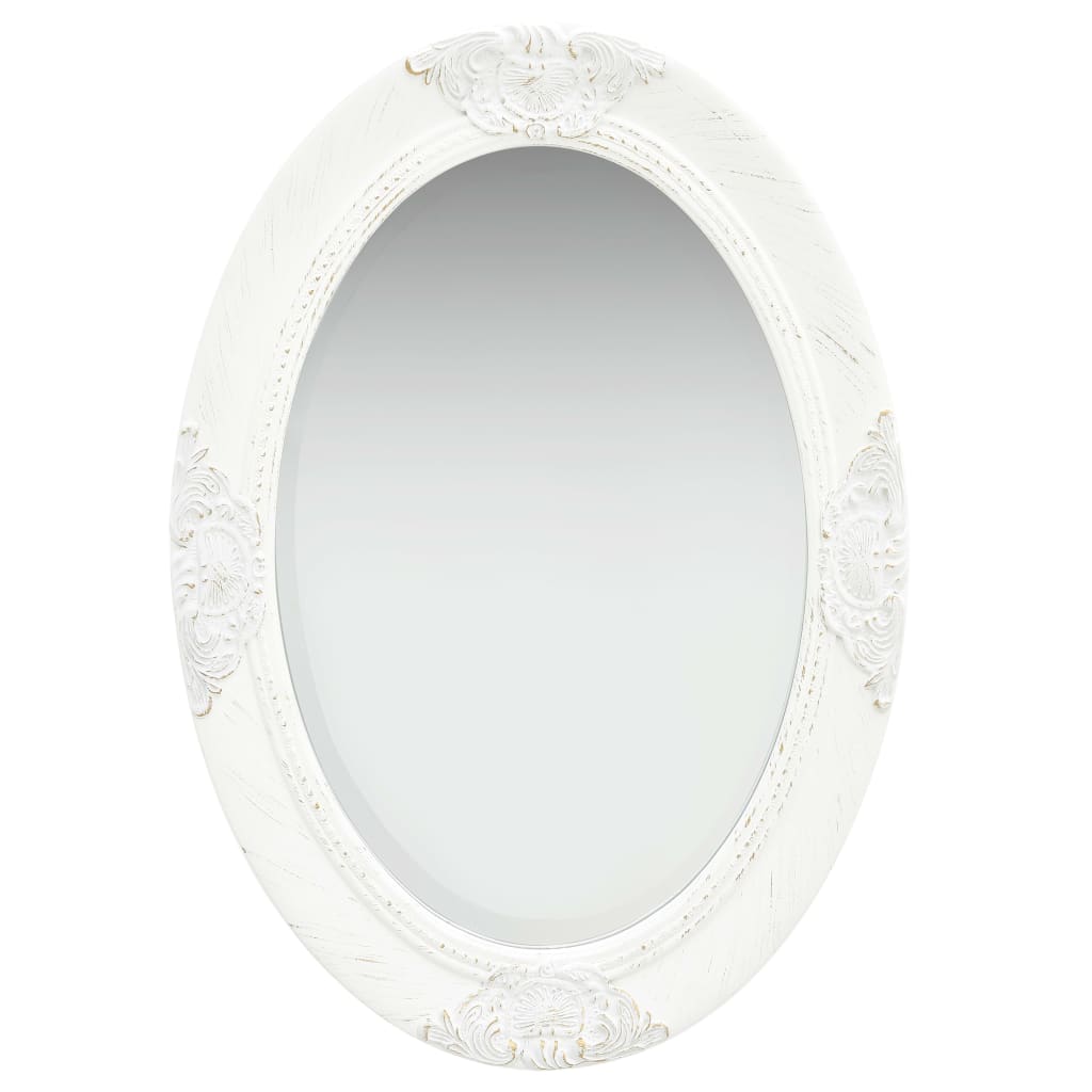 Baroque Style Wall Mirror 50 x 70 cm White