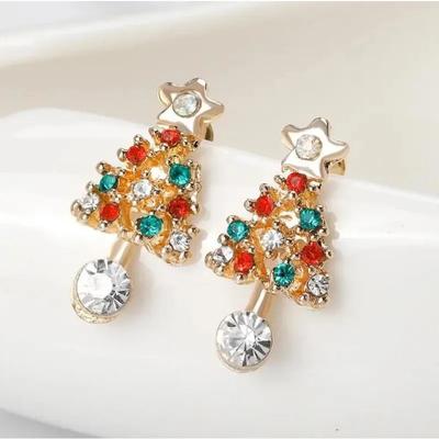 Women's Christmas Earrings Rhinestone Earrings Christmas Jewelry Gifts Earrings Christmas Tree Party Earrings Trendy