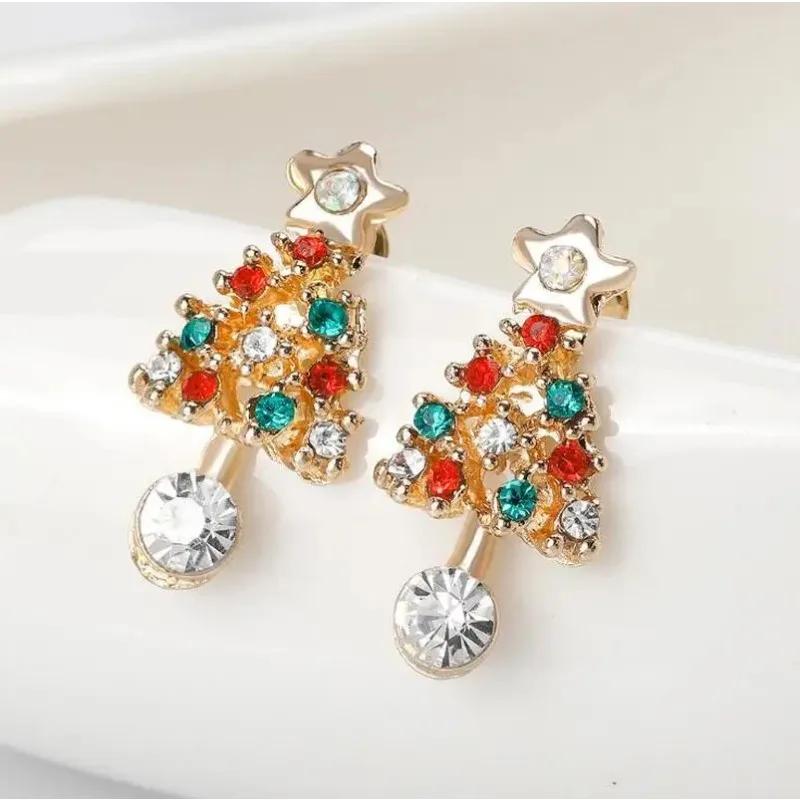 Luxury Design Women Christmas Earrings Rhinestone Earrings Christmas Jewelry Gifts Earrings Christmas Tree Party Earrings Trendy
