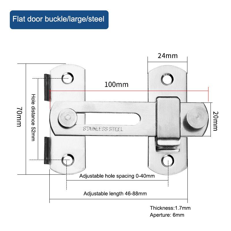 Thick Stainless Steel Flat Door Latch Pet Proof Anti-Rust Secure Closure with Mounting Screws for Dog Cat Room Door Use