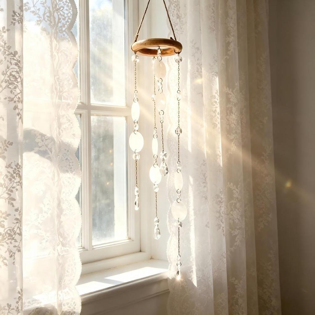 Suncatcher Wind with Gold Chain and Pendant for Window Hanging Home Decor