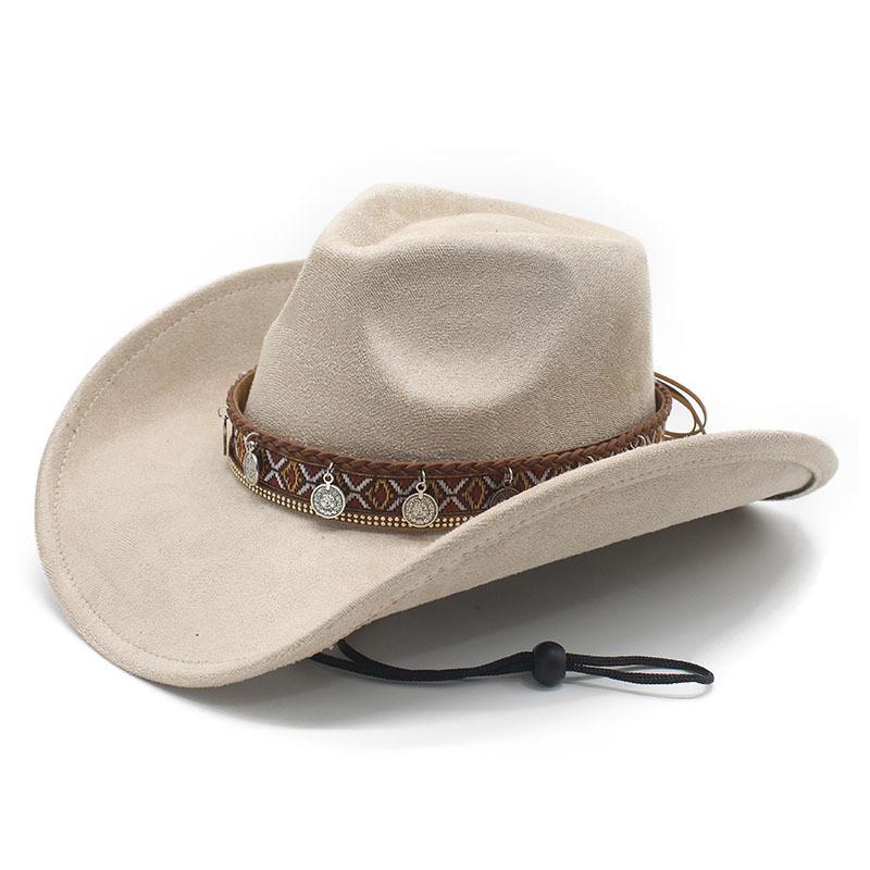 Style Dress Hat With Ethnic Embellishments And Breathable Suede Material For Festivals