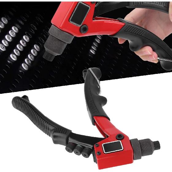 BC‑BT958 Manual Riveting Tool, Blind Riveter, Hand Rivet Gun, Hand Tool Anti‑Slip Handle, for Automobile Assembly, Elevator, Black red