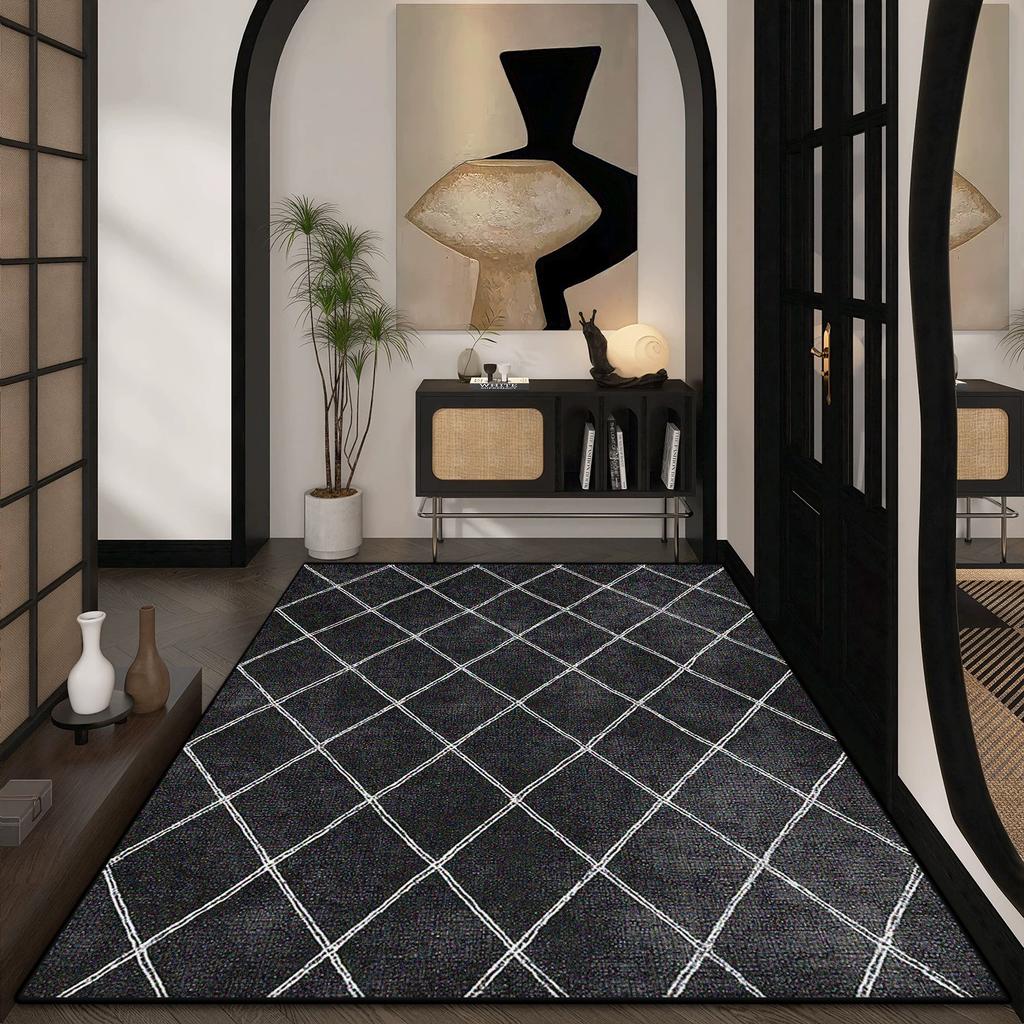 Simple Style Large Living Room Carpet Retro Striped Decoration Home Washable Rug Lounge Office Coffee Tables Flannel Floor Mats