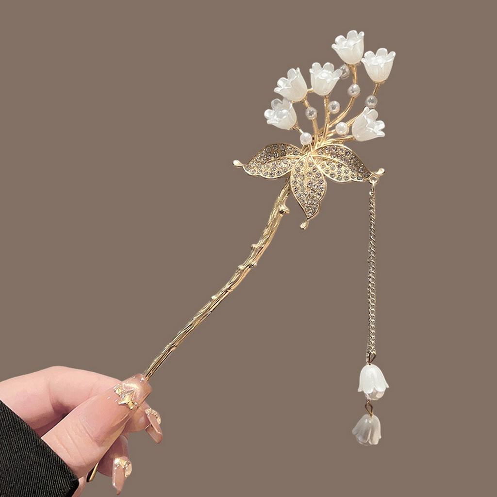 Vintage Chinese Style Hair Sticks Forks Flower Pearls Pendant Designs Women Girls Hanfu Dress Hairpins Side Clips Fringe Jewelry