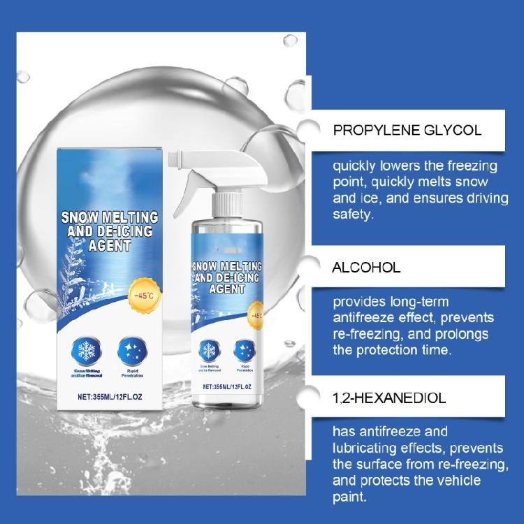 355ml Multiple Surfaces Deicer Sprayed For Cars Effective Snow Ice Removal From Windshields Window And Exterior Home Surfaces