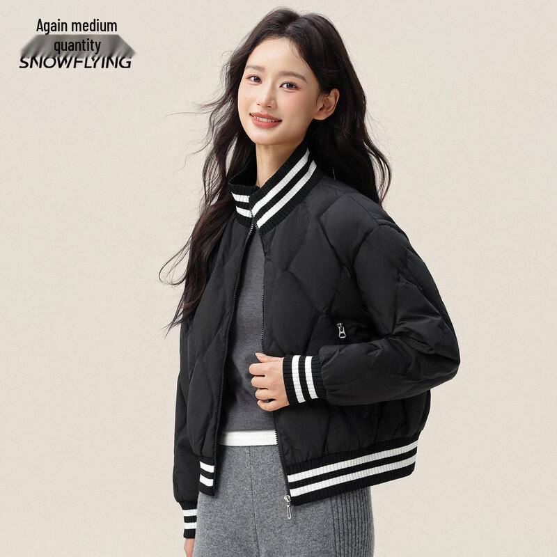 Women's Ribbed Stand Collar Short Winter Down Jacket