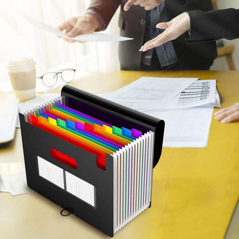 12 Pockets Accordian File Folder Expanding File Organizer Filing Box Portable Colorful Paper/Bill/Receipt/Document Holder