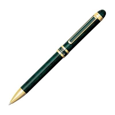 Platinum Pen Double 3 Action Green Marble MWB-3000RN#41 Brass Eraser-100bn Ballpoint Refill BSP-60-(F0.7)(#1 Black, #2 Red) Oil-based Dye Ink