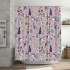 Cute Cat Plant Pattern Shower Curtain Woodland Forest Animal Bathroom Decor Washable Waterproof Home Textile