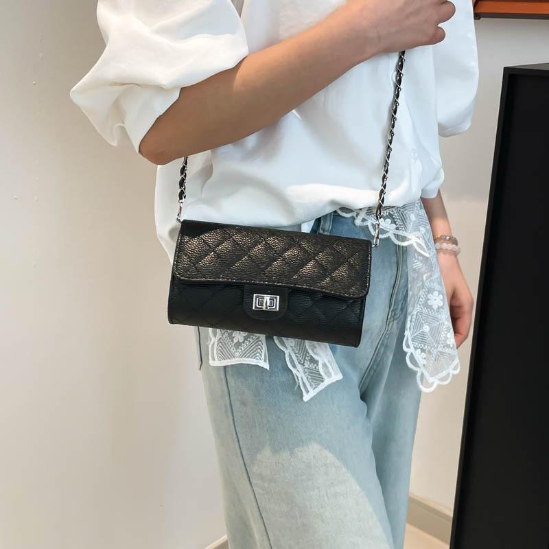 New beautiful casual versatile fashion texture high texture women's bag shoulder messenger bag diamond chain bag