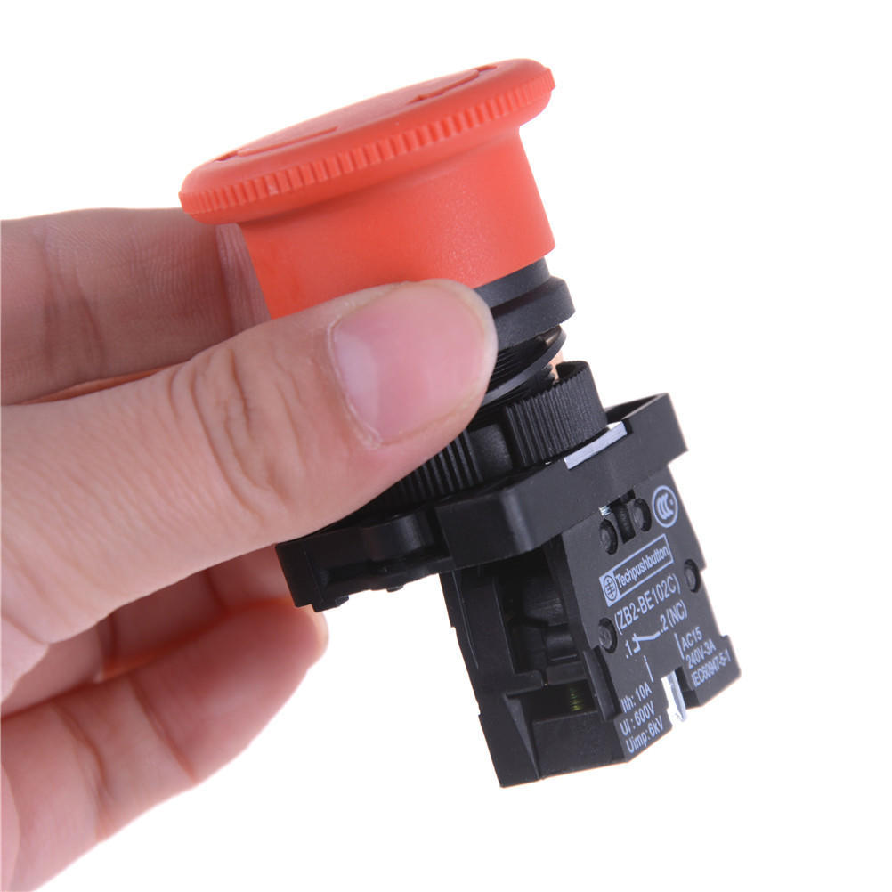 1 db Xb2-Es542 22 mm-es NC piros gombafej vészleállító nyomógombos kapcsoló