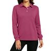 Women's Long Sleeve Button Down Color Blouse with Pockets and Side Slits Casual Collared Top