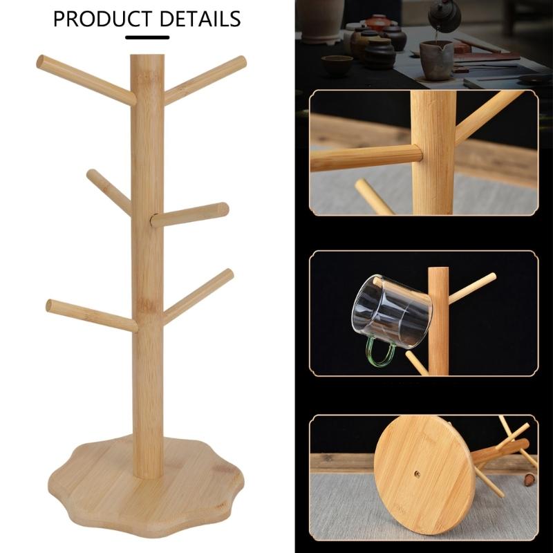 Sturdy Bamboos Cup Holder Drying Rack For Kitchen Bathroom Countertop Organize Cups Utensils Keys Jewelry