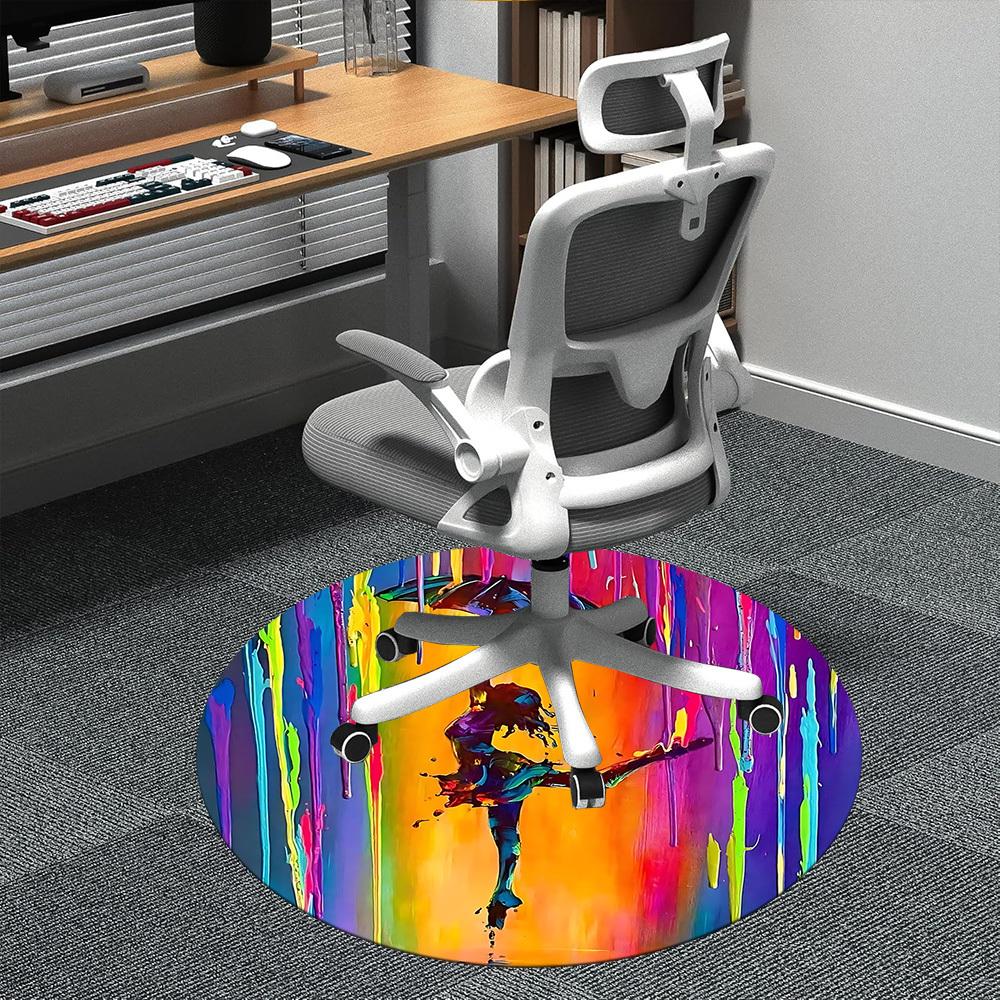 

1pc Dancer Office Round Area Rug, Indoor Mat Suitable ForOffice, Under Office Chairs Bedroom Living Room Home Decor, Room Deco D005 80cm by 80cm