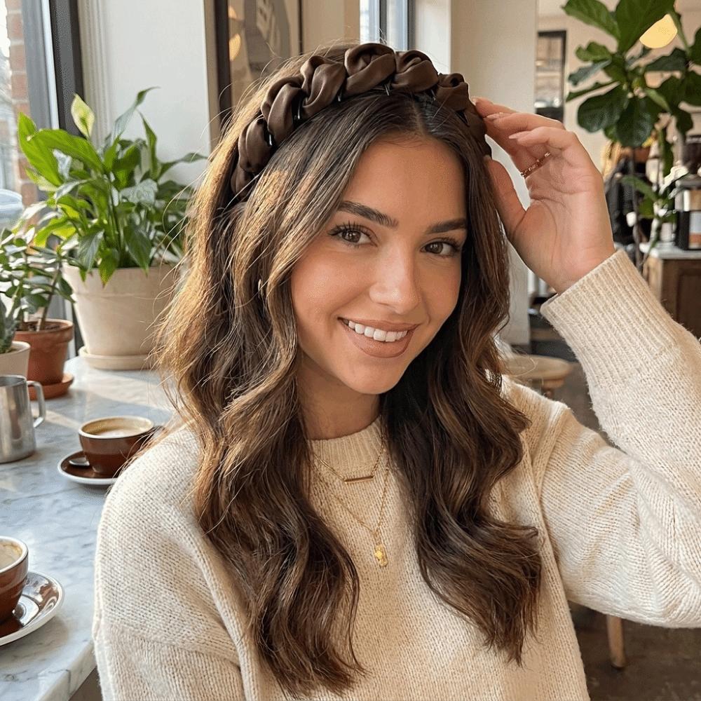 3Pcs/Set High-Volume Satin Bubble Hair Hoop Non-Slip Teeth Top Hairband Hairband Set Facial Washing