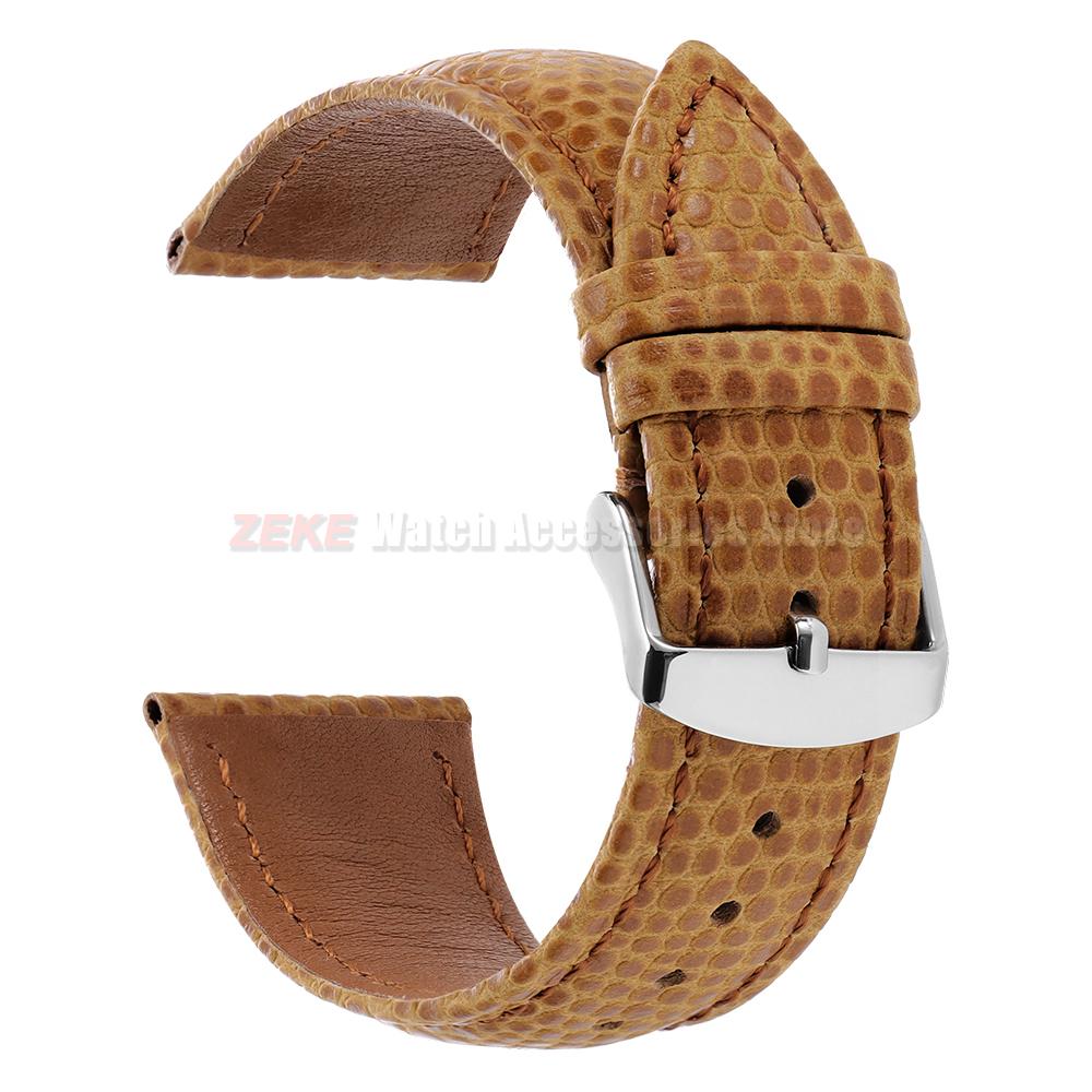 Lizard Grain Genuine Cowhide Watch Strap Waterproof Quick Release Leather Band 16/18mm 20mm 22mm Universal Replacement Wristband