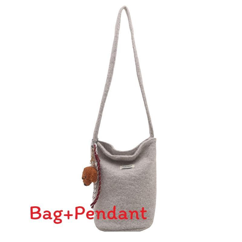 Woolen Large Capacity Bucket Bag For Women With Magnetic Closure And Inner Phone Pocket