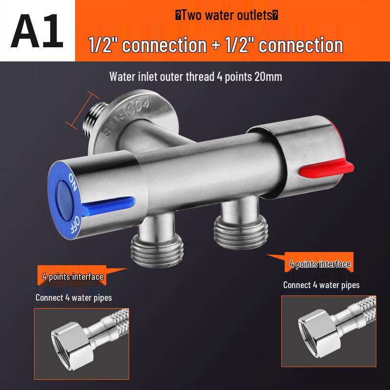 TLXT Stainless Steel 3-Way Toilet & Washing Machine Faucet