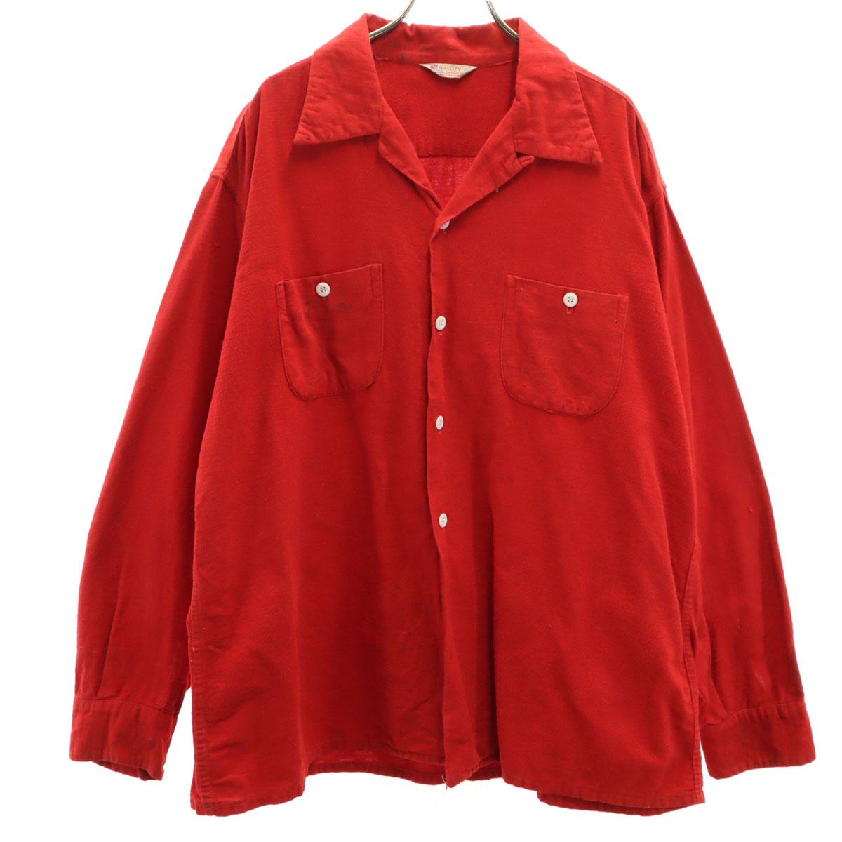 

КАЧЕСТВО 50-х 60-х Винтажная рубашка с открытым воротником и длинным рукавом из фланели Мужская Б/У