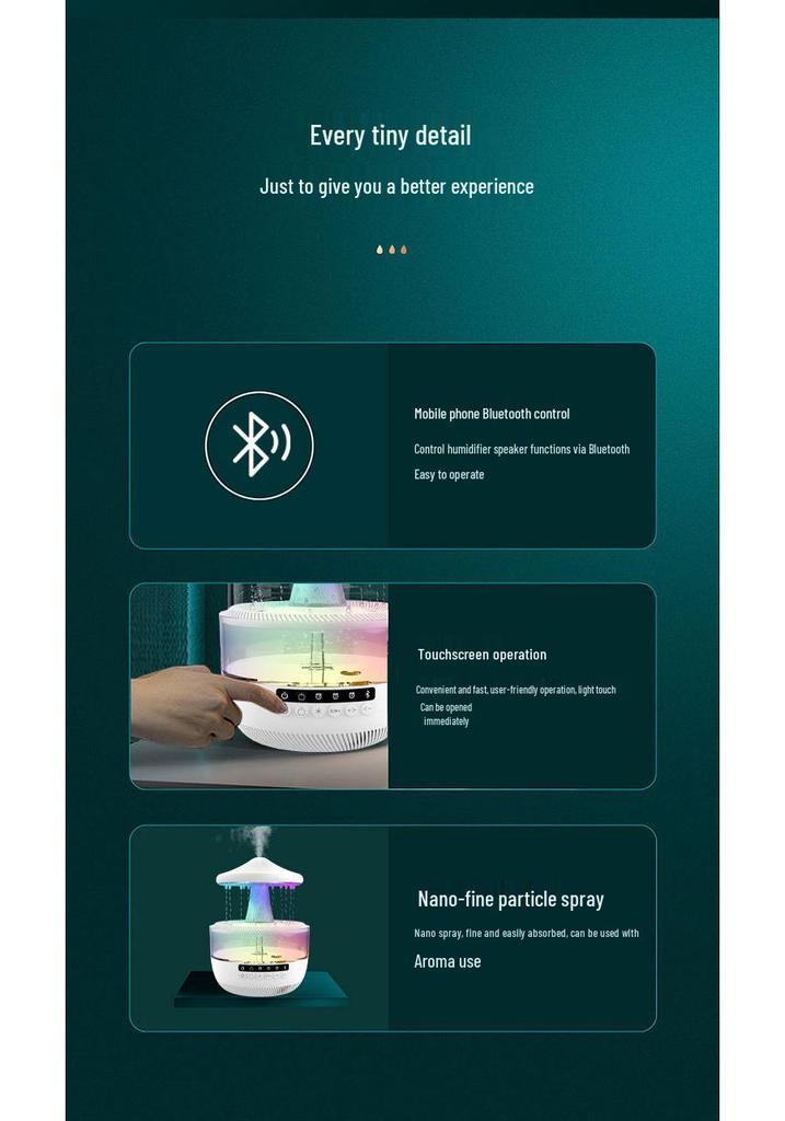 Mushroom-Shaped Rain Cloud Humidifier & Aroma Diffuser with Seven-Color Sleep Light