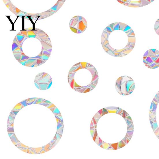 Home Window Decoration 16Pcs Decals to Prevent Bird Strikes, Clings for Birds Circles Style Rainbow Privacy Film Alert Static Glass Reminder Sticker,