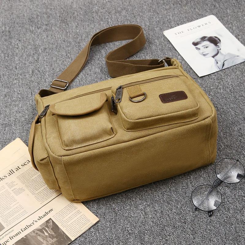 Business Postman Canvas Bag British Retro Shoulder Bag Large Capacity Multi-pocket Messenger Bag Leisure Travel Crossbody Bag