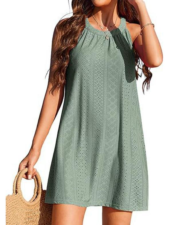 Ärmelloses Häkel-Badeanzug-Strandkleid für Damen