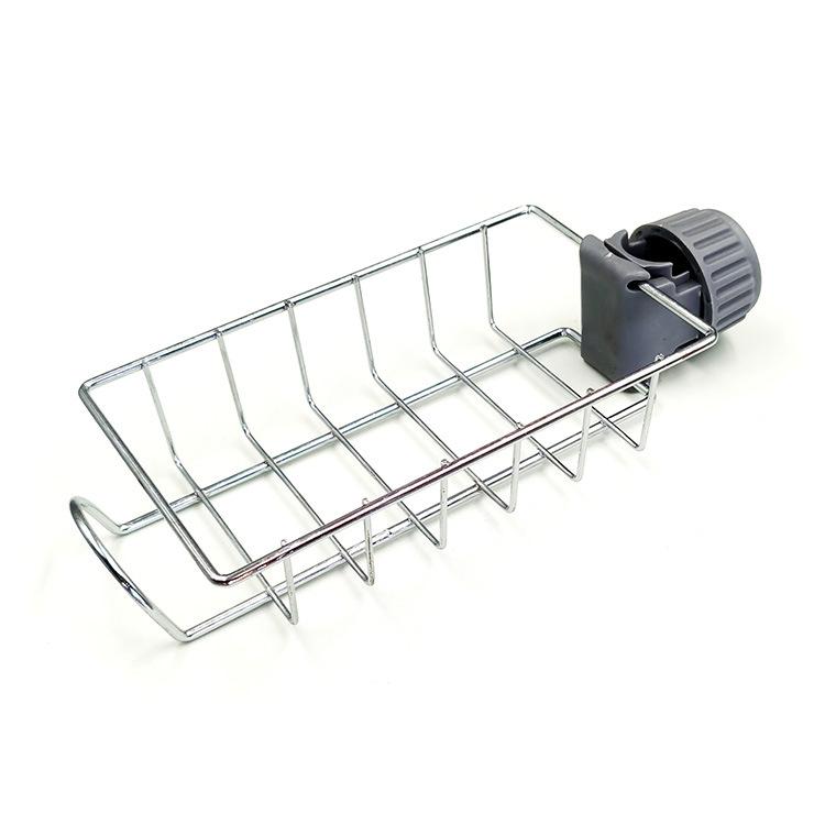 Kitchen stainless steel faucet rack household non-punching rag sponge brush drain rack sink storage rack